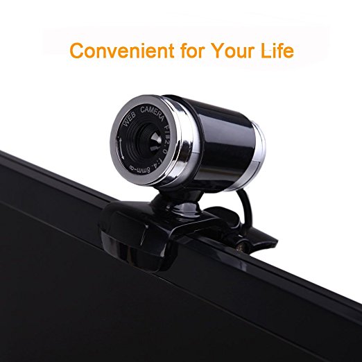 Cimkiz Webcam Calling and Recording, A860 USB 2.0 Plug and Play Web Cam, PC Cam with MIC Clip-on 360 Degree for Desktop Skype (silver black)