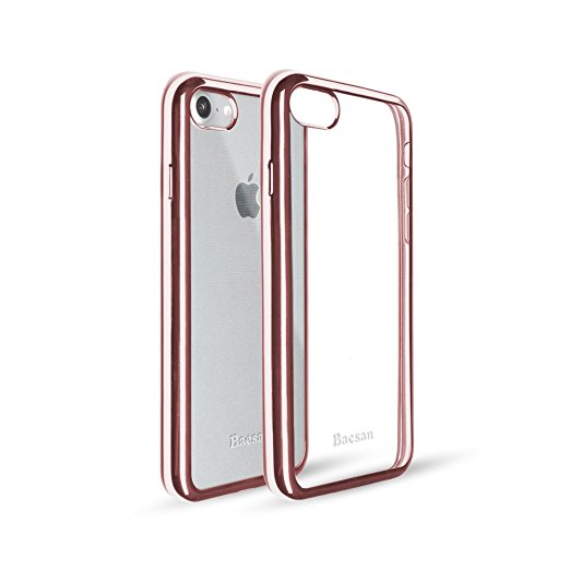 iPhone 7 case,Baesan Premium Flexible Soft TPU Bumper Silicone Case with Electroplate Frame Fit for iPhone 7 -- Rose Gold