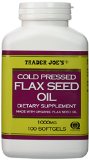 Trader Joes Cold Pressed Flax Seed Oil Dietary Supplement Made with Organic Flaxseed Oil 1000 Mg  100 Softgels No Gluten Ingredients Used Many Health Benefits
