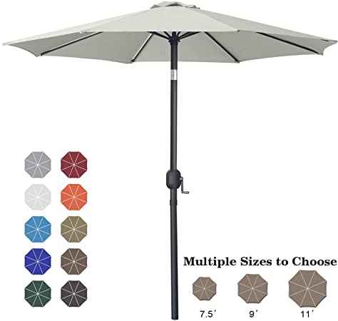 ABCCANOPY 9' Patio Umbrella Table Market Umbrella with Push Button Tilt for Garden, Deck, Backyard and Pool, 8 Ribs 13 Colors,Beige