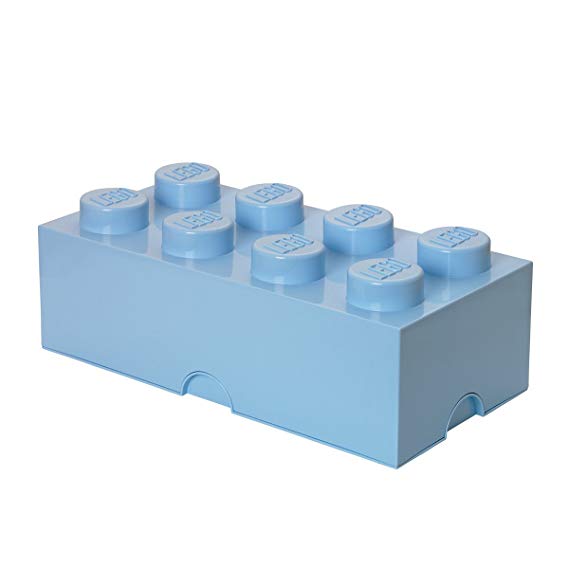 LEGO Storage Brick 8 Knobs, Stackable Storage Box, 12 l, Light Blue