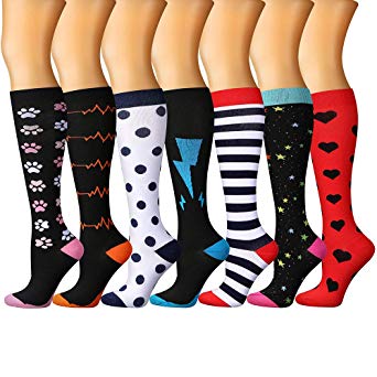 Compression Socks (7 Pairs) for Women & Men 15-20 mmHg is Best Athletic & Medical for Running Flight Travel Nurses