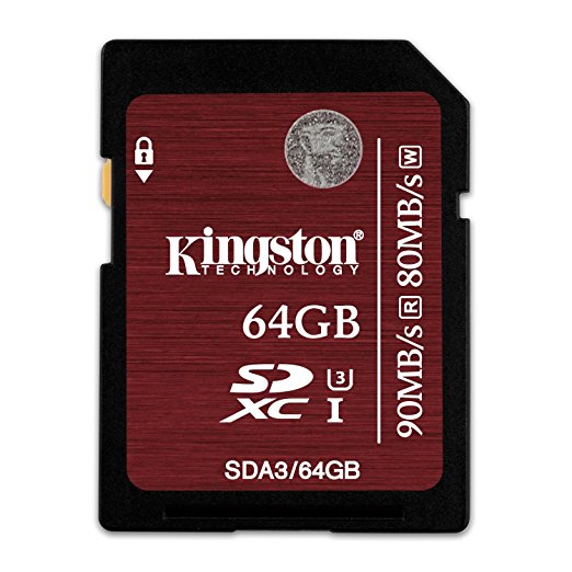 Kingston Digital 64GB SDXC UHS-I Speed Class 3 Flash Card (SDA3/64GB)