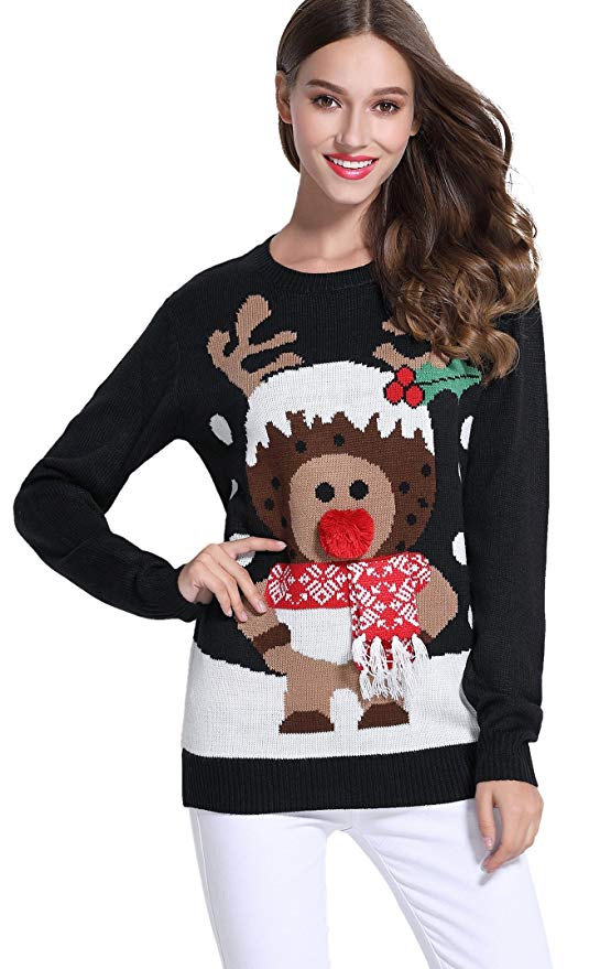 *daisysboutique***** Women's Christmas Cute Reindeer Knitted Sweater Girl Pullover