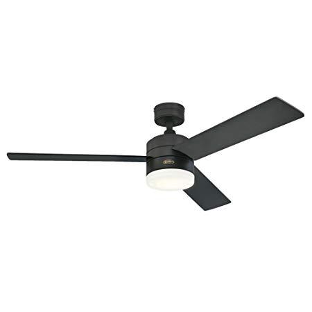 Westinghouse Lighting 7205900 Alta Vista 52-Inch Matte Black, Dimmable LED Light Kit with Opal Frosted Glass, Remote Control Included Indoor Ceiling Fan,