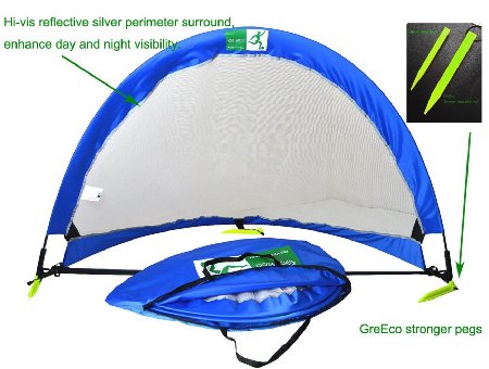 GreEco Pop Up Soccer Goal - Set of 2, Two Portable Soccer Nets & Bag