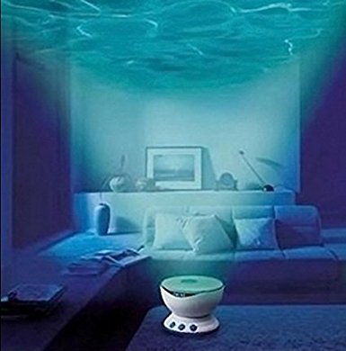 ECVISION Led Night Light Romantic Ocean Sea Waves Projector Lamp with Speaker (Blue)