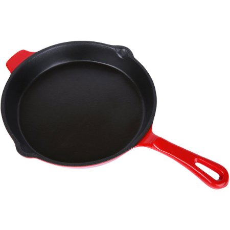 Enameled Cast Iron Skillet, Island Spice Red (11 inch) - Utopia Kitchen