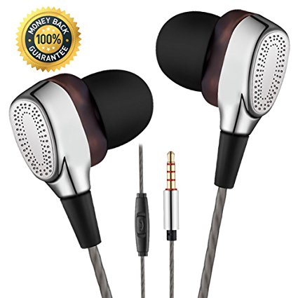 In Ear Earphones with Dual Drivers ,High-fidelity Audio and Deep Bass Noise Cancelling Earphones for Iphone 6 and Android Computer PC Tablet