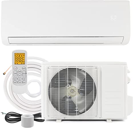 Leadzm 9,000 BTU Mini Split AC/Heating System with Inverter, 19 SEER 115V Energy Saving Ductless Split-System Air Conditioner with Pre-Charged Condenser, Heat Pump, Remote Control & Installation Kit
