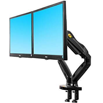 North Bayou F160 Dual Monitor Full Motion Desk Mount with Gas Spring for Two Computer Monitors 17'' - 27" LED LCD Flat Panel TVs from 2kg Upto 6.5kg per arm.