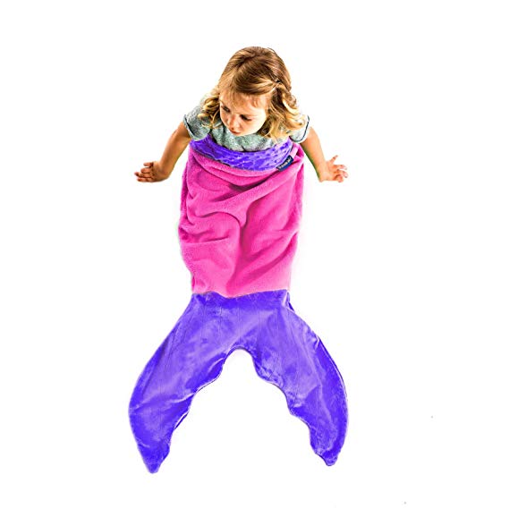 Blankie Tails Mermaid Tail Blanket for Toddlers (Pink and Periwinkle)