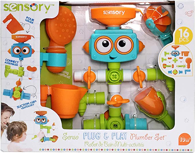 Infantino 217025 Sensory Plug & Play Plumber Set Bath Toy, Multicolored