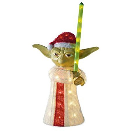 Kurt Adler UL 50-Light 28-Inch 3D Tinsel Yoda Lawn Decor