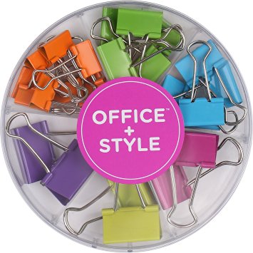 Office Style Colored Binder Clips, Assorted Size, 26 Pieces