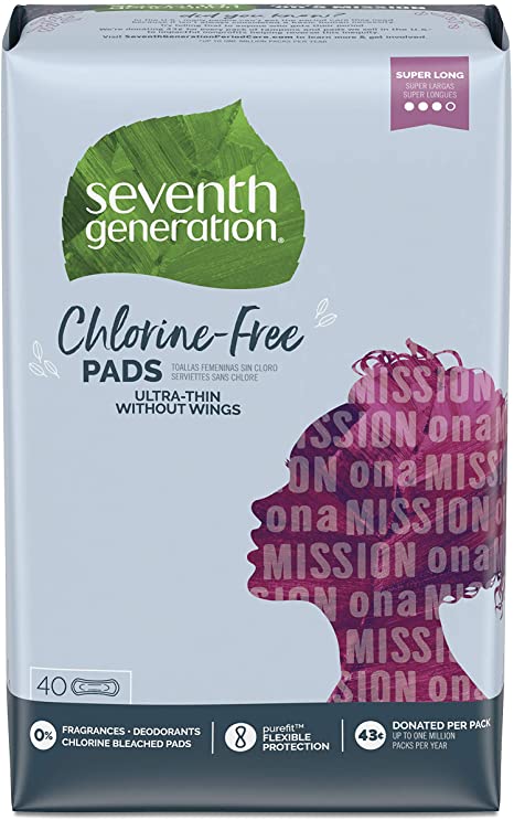 Seventh Generation Ultra Thin Pads, Super Long, 40Count