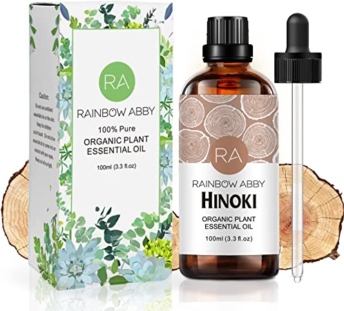 Hinoki Essential Oil (100ML), 100% Pure Natural Organic Aromatherapy Hinoki Oil for Diffuser, Massage, Skin Care, Yoga, Sleep
