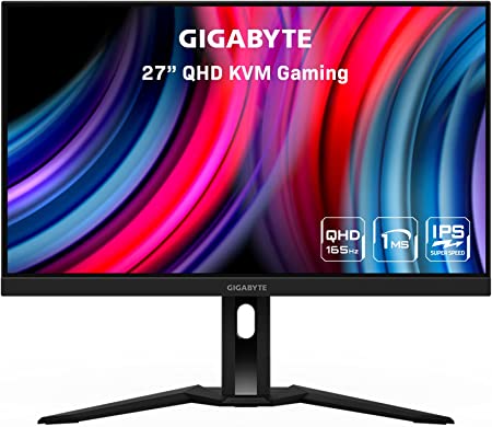 GIGABYTE M27Q-P 27" 165Hz 1440P KVM Gaming Monitor, 2560 x 1440 SS IPS Display, 1ms (GTG) Response Time, 98% DCI-P3, 1x Display Port 1.4, 2x HDMI 2.0, 3x USB 3.0, 1x USB Type-C