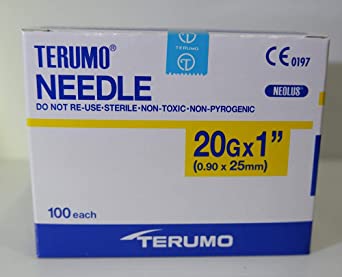 Terumo 20G x 1" (0.90x25mm) 100 Each/Pack