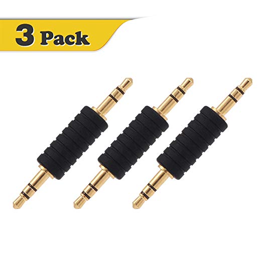 VCE 3-PACK Gold Plated 3.5mm to 3.5mm Jack Male to Male Audio Adapter