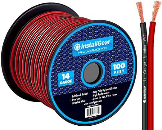 InstallGear 14 Gauge AWG 100ft Speaker Wire True Spec and Soft Touch Cable Wire - Red/Black (Great Use for Car Speakers, Stereos, Home Theater Speakers, Surround Sound, Radio)