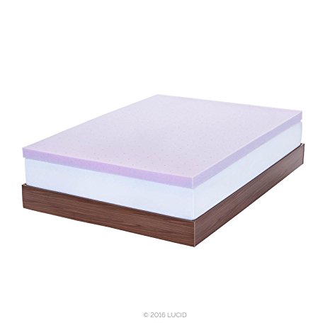 LUCID 3 Inch Lavender Infused Memory Foam Mattress Topper - Ventilated for Premium Temperature Control - King Size