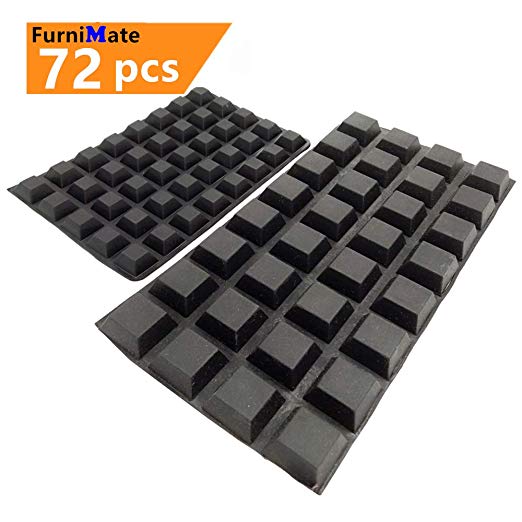 Black Rubber Feet Non Slip 72PCS Self Adhesive Rubber Bumper Pads Tall Square Bumpers for Electronics Speakers Computers Laptop Keyboard PS4 Furniture
