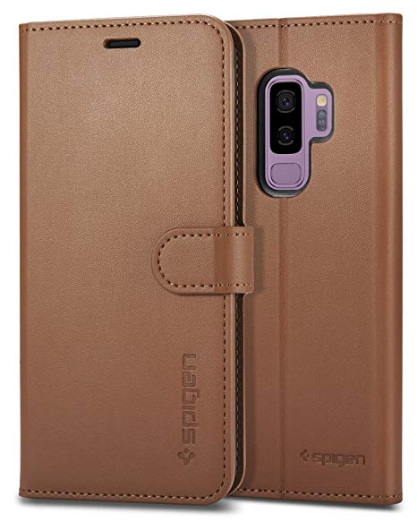 Spigen Wallet S Galaxy S9 Plus Case with Foldable Synthetic Leather with Kickstand Feature and Card Slot for Samsung Galaxy S9 Plus (2018) - Coffee Brown