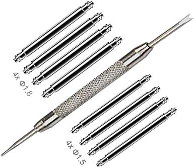 Watch Band Pins Replacement Kit, Heavy Duty Stainless Steel Watch Spring Bars with Watch Strap Remove Tool