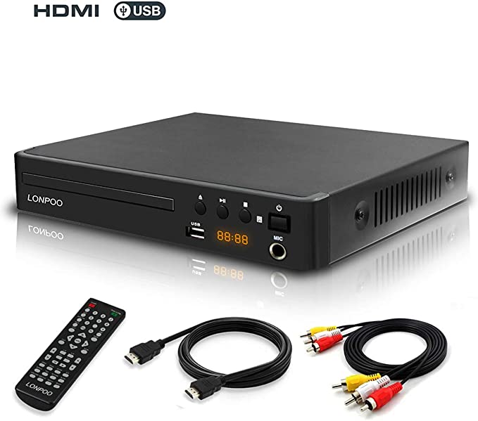 LONPOO All Region Free HD DVD Player CD Player, PAL/NTSC/Auto Conversion Compatible (LP-099UK)