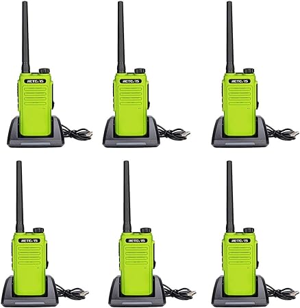 Retevis RT47 2 Way Radios Long Range IP67 Waterproof 16 Channel FRS Rugged Two-Way Radio Rechargeable (Green, 6 Pack)