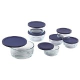 Pyrex 1118988 14-Piece Simply Store with Blue Covers Clear