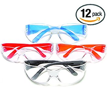 The ULTIMATE Safety Glasses, 12 Pack Clear Lenses, Scratch Resistant, Impact Resistant, UV Protection