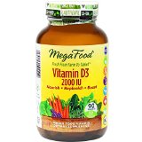 MegaFood - Vitamin D-3 2000 IU Promotes Healthy Immune Function and Overall Well-being 90 Tablets Premium Packaging