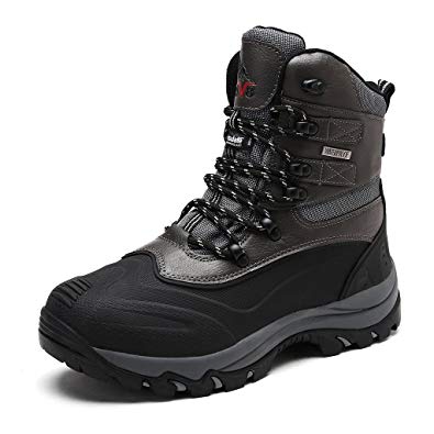 NORTIV 8 Men's Insulated Waterproof Construction Rubber Sole Winter Snow Skii Boots