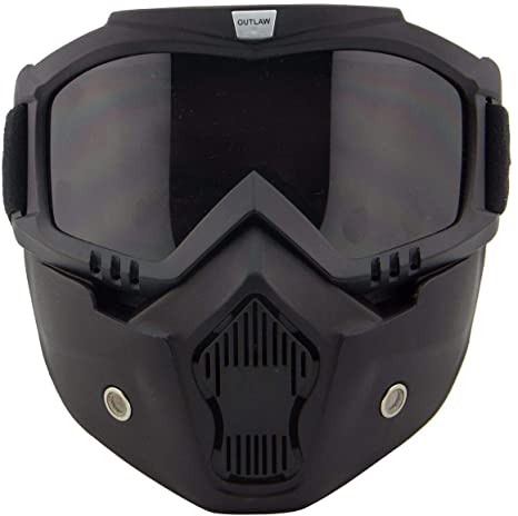Outlaw 50 Nemesis Vintage Face Mask with Detachable Motorcycle Goggles and UV 4 - One Size
