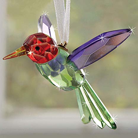 Bits and Pieces - Crystal Hummingbird Suncatcher - Colorful Crystal Hanging Ornament