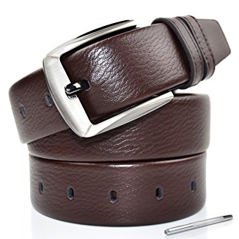 Mens Leather Belt With Nickel Free Buckle & 1.4"wide(Brown)