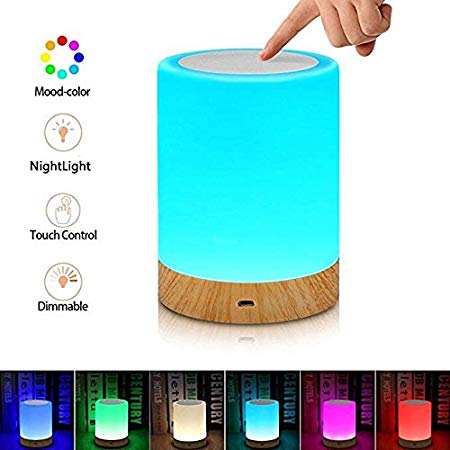 Aisuo Touch Control Smart Bedside Led Table Lamp, Night Light with Dimmable Function And Color Changing RGB, 2800K - 3100K Warm White Light & Adjustable Brightness, The Best Gift for Kids and Children.