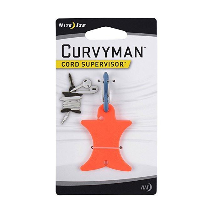 Nite Ize Curvyman Cord Supervisor - Easy Earbud Organizer, Headphone Cord Wrap - Orange