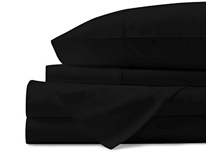 Mayfair Linen 100% Egyptian Cotton Sheets, Black King Sheets Set, 800 Thread Count Long Staple Cotton, Sateen Weave for Soft and Silky Feel, Fits Mattress Upto 18'' DEEP Pocket