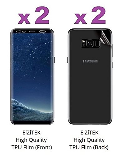 Best Quality [ 2 Pack ] Samsung Galaxy S8  [ S 8 PLUS ] Durable Shock Absorbing Front   Back Invisible TPU Film Screen Protector Set EiZiTEK ( Clear : Galaxy S8  TPU Set of 2 Front And 2 Back)