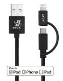 Apple MFi Certified iXCC  Element Series 3ft Three Feet 2-in-1 Dual Connectors Lightning 8pin to MicroUSB Sync and Charge Duo Cable Cord for Apple iPhone 5  5s  5c  6  6 Plus  6s  6s Plus iPod 7 iPad Mini  mini 2 mini 3 iPad 4  iPad Air  iPad Air 2Compatible with iOS 8 Samsung Galaxy S6  S6 Edge  S5  S4 Note Edge  Note 4 Note 3 Note 2 New HTC One M8 M9 Google Nexus Kindle Fire and More Black
