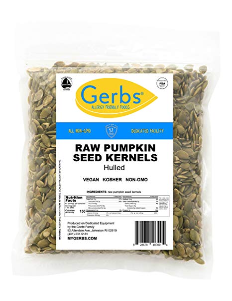 Raw Pumpkin Seed Kernels, 4 LBS by Gerbs – Top 12 Food Allergy Free & NON GMO - Vegan & Kosher - Premium Quality Grown in Mexico