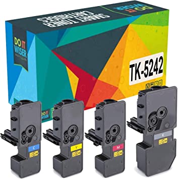 Do it Wiser Compatible Toner Cartridge Replacement for TK-5242 Kyocera Ecosys M5526cdw P5026cdw P5026cdn M5526cdn | TK-5242K TK-5242C TK-5242M TK-5242Y (4 Pack)