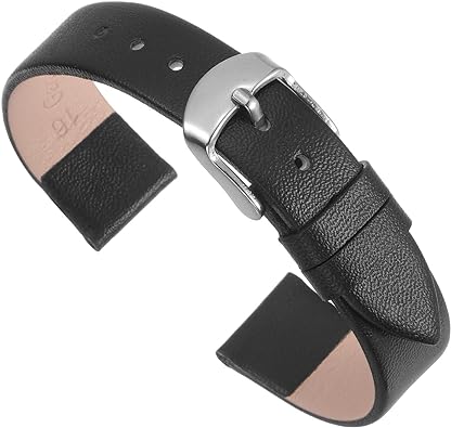 uxcell Multi-sizes Genuine Leather Band, Flat Thin Elegant Leather Watch Strap for Men and Women