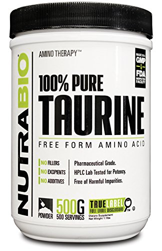NutraBio 100% Pure Taurine Powder - 500 Grams