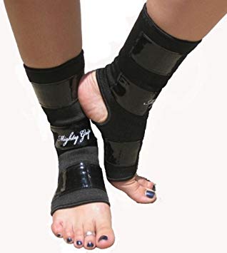 Mighty Grip Black Pole Dancing Ankle Protectors with Tack Strips for Gripping The Pole (1 Pair)