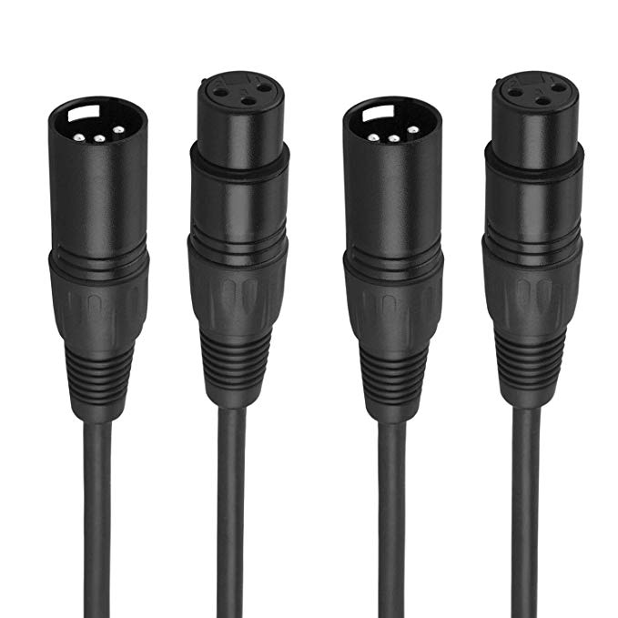 XLR Microphone Cable,CableCreation [2-Pack] 15FT XLR Male to Female 3PIN Balanced Mic Cords for Recording Applications,Mixers,Speaker Systems,DMX Lights.Black