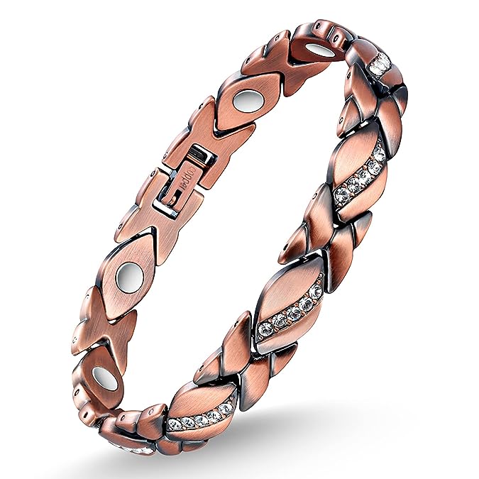 Feraco Copper Bracelet for Women 99.99% Solid Copper Magnetic Bracelets, Unique X Shape Links, Magnetic Field Therapy Jewelry Gifts